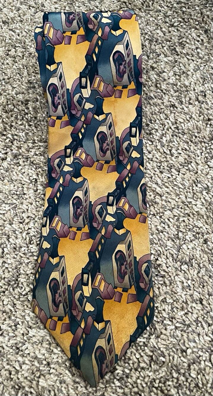 Vtg J. Garcia Tie Lizard Board Collection Eight Men's Abstract Multicolor Silk